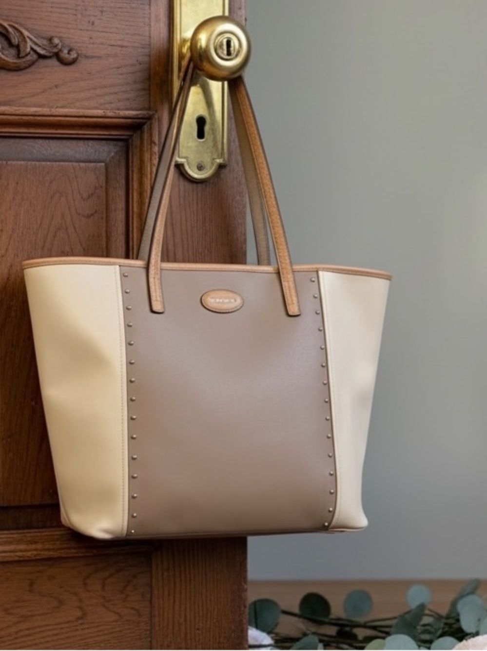 Authentic Coach Metro Colorblock Studded Leather Tote Bag in Wonderful condition